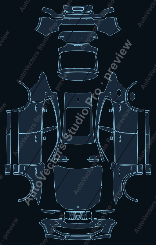 Maserati Levante Base With Chrome 2018 precut PPF pattern – watermarked preview from the cutting software