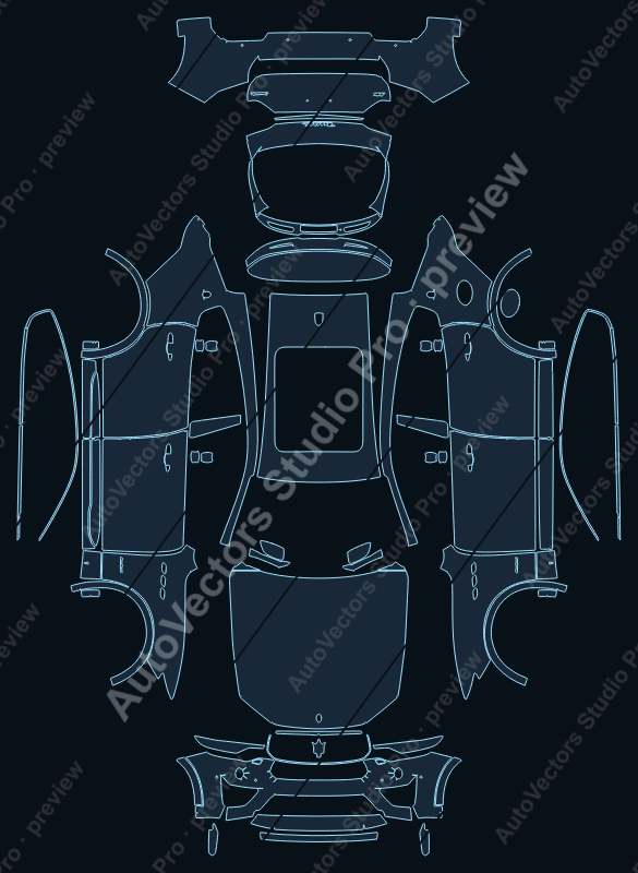 Maserati Levante Gransport-GTS 2018 precut PPF pattern – watermarked preview from the cutting software