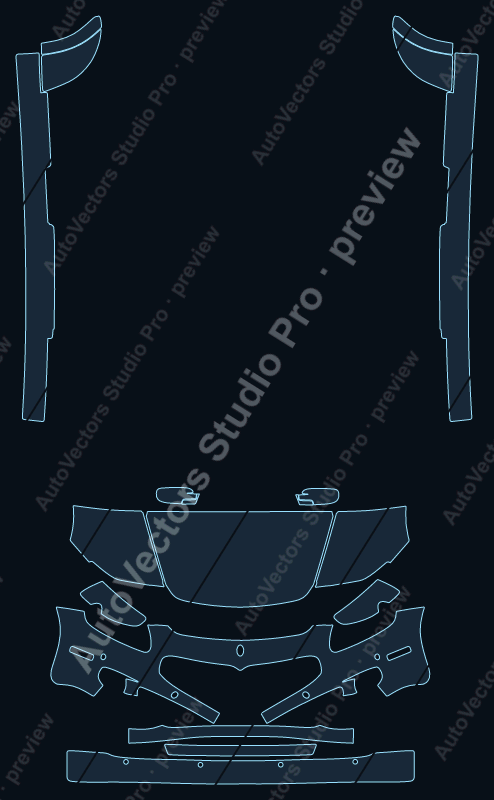 Maserati Quattroporte Base 2004 precut PPF pattern – watermarked preview from the cutting software
