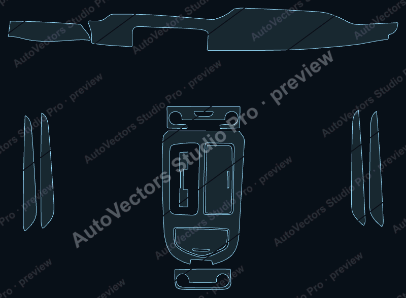 Maserati Quattroporte Base 2013 precut interior protection film pattern – watermarked preview from the cutting software
