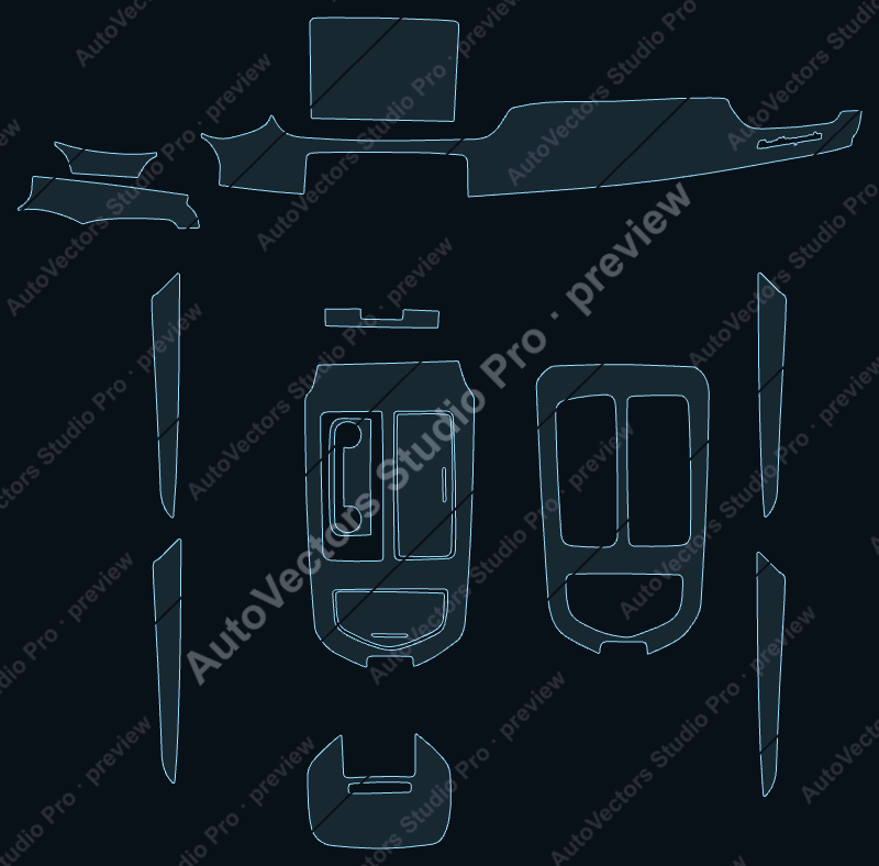 Maserati Quattroporte Base 2021 precut interior protection film pattern – watermarked preview from the cutting software