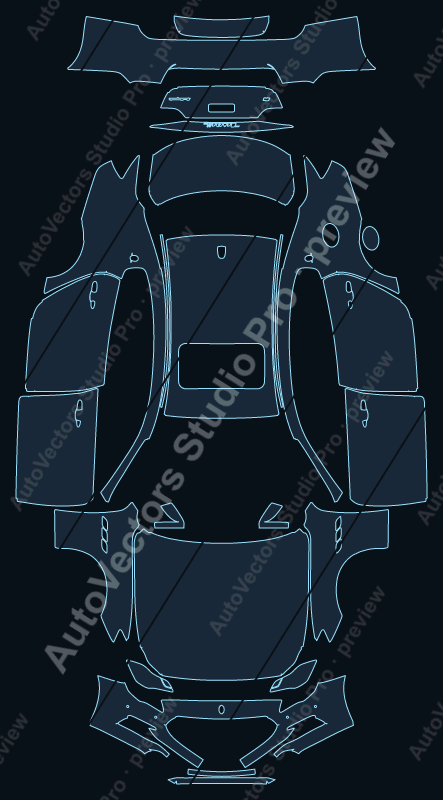 Maserati Quattroporte GTS GranLusso 2017 precut PPF pattern – watermarked preview from the cutting software