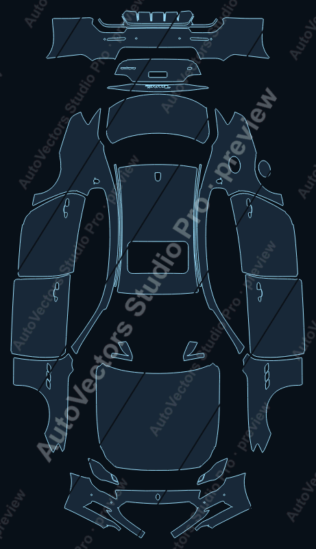 Maserati Quattroporte S GranSport 2017 precut PPF pattern – watermarked preview from the cutting software