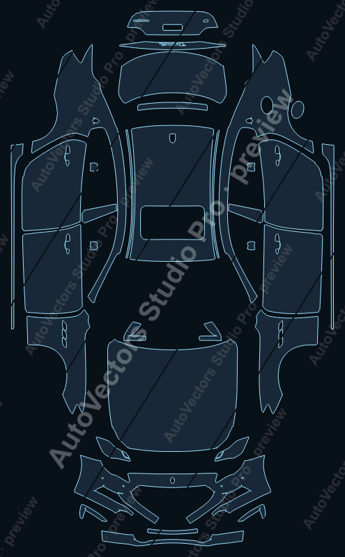 Maserati Quattroporte S Q4-S 2017 precut PPF pattern – watermarked preview from the cutting software