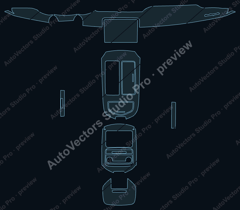 Maserati Quattroporte V2 2017 precut interior protection film pattern – watermarked preview from the cutting software