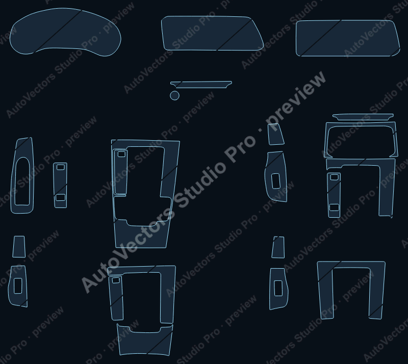 Mazda 3 Base 2022 precut interior protection film pattern – watermarked preview from the cutting software