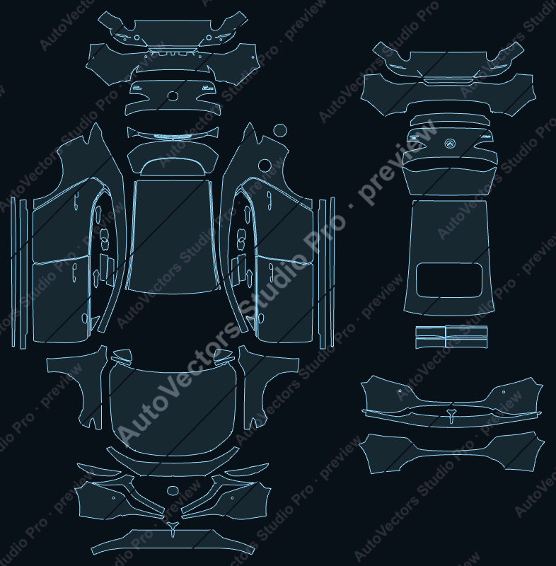 Mazda 3 Premium Plus 2021 hatchback precut PPF pattern – watermarked preview from the cutting software