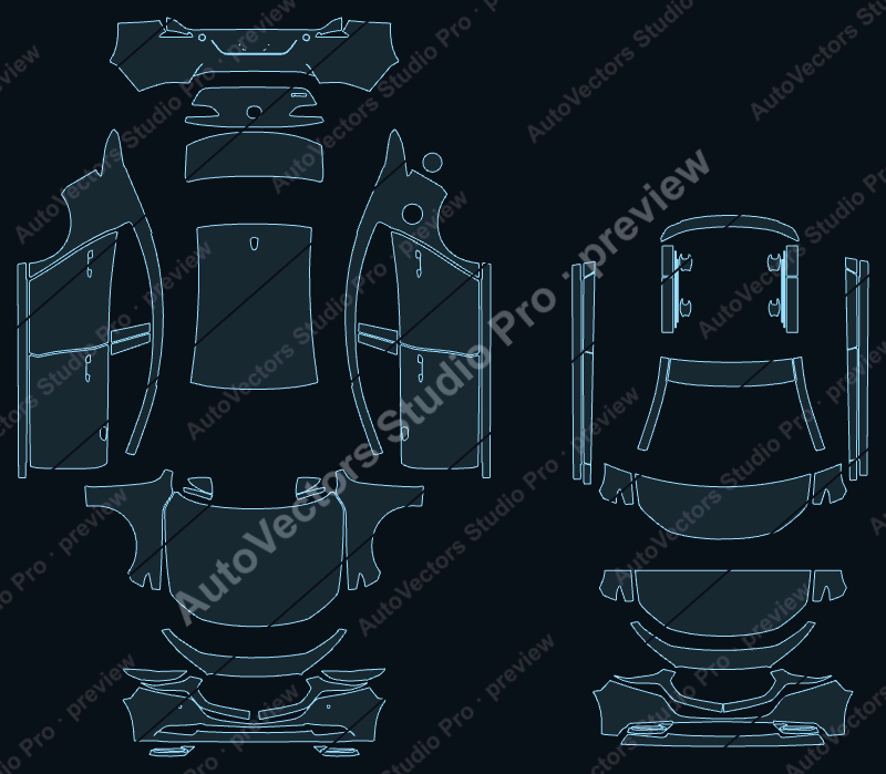 Mazda 3 S Select Sport 2025 sedan precut PPF pattern – watermarked preview from the cutting software