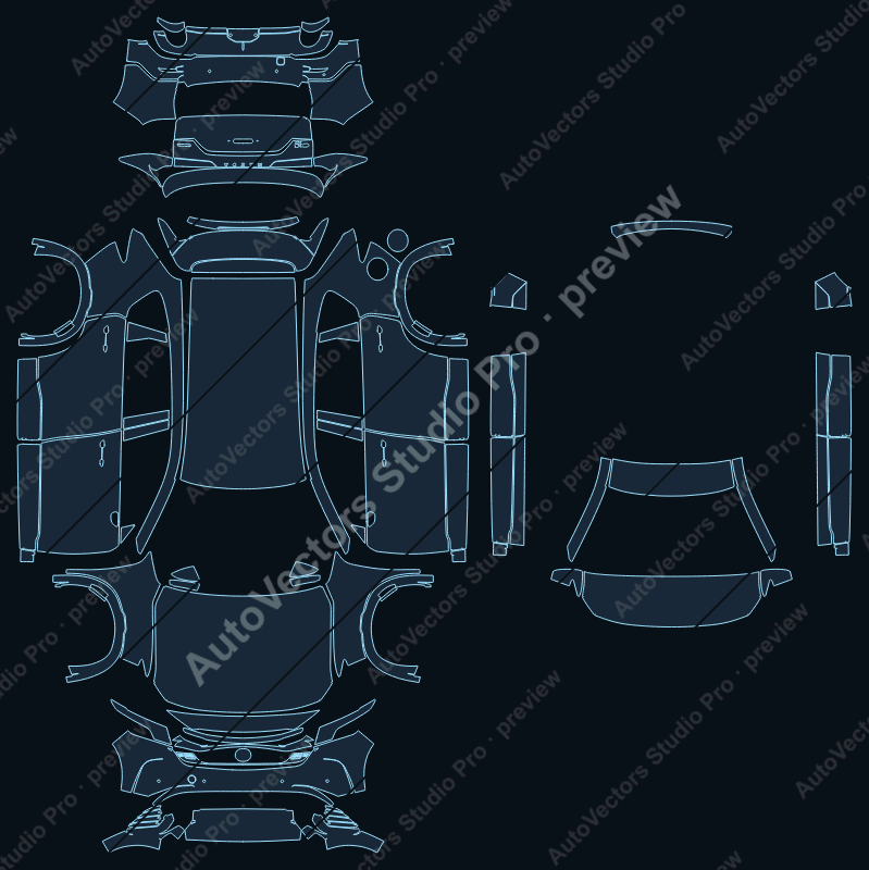 Mazda CX-5 US 2026 precut PPF pattern – watermarked preview from the cutting software