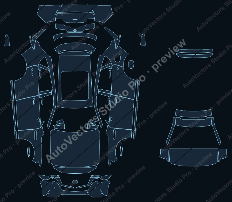 Mazda CX-60 Exclusive-Line 2022 SUV precut PPF pattern – watermarked preview from the cutting software