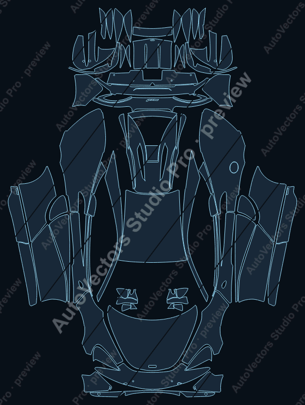 McLaren 540C 2015 coupe precut PPF pattern – watermarked preview from the cutting software