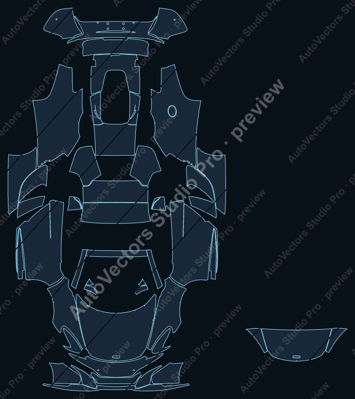 McLaren 650S 2014 spider precut PPF pattern – watermarked preview from the cutting software
