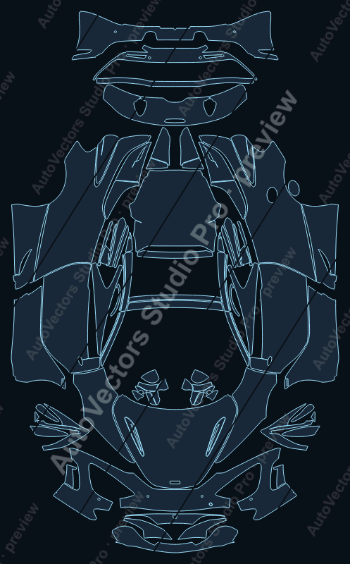 McLaren 720S Base-Luxury-Performance 2019 spider precut PPF pattern – watermarked preview from the cutting software