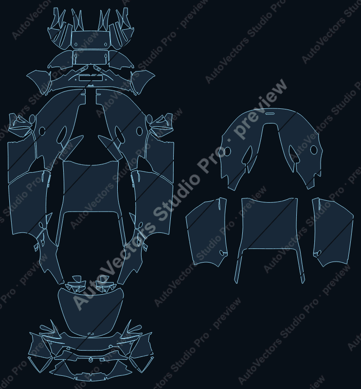 McLaren Artura 2023 coupe precut PPF pattern – watermarked preview from the cutting software