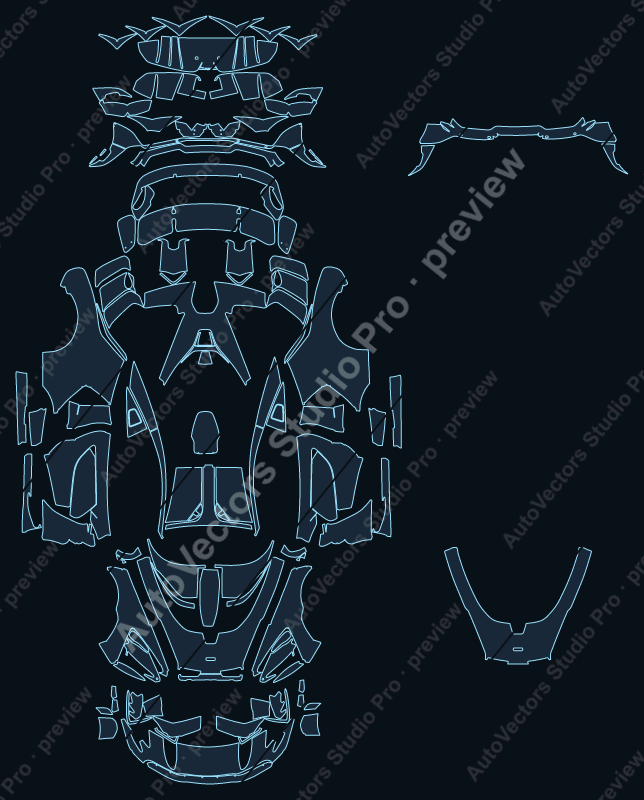 McLaren Senna Base 2018 precut PPF pattern – watermarked preview from the cutting software