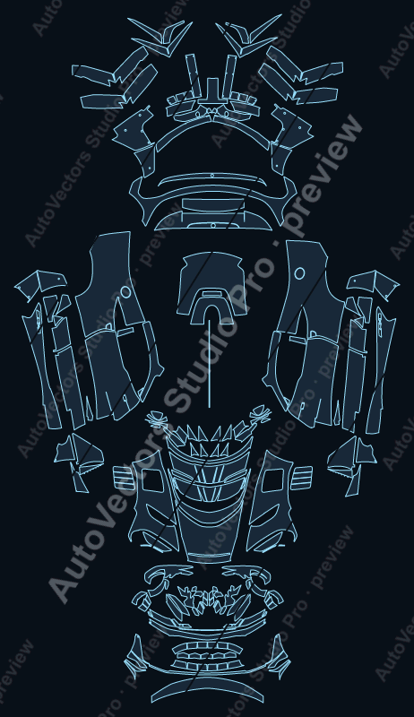 Mercedes-Benz AMG One C298 2025 coupe precut PPF pattern – watermarked preview from the cutting software