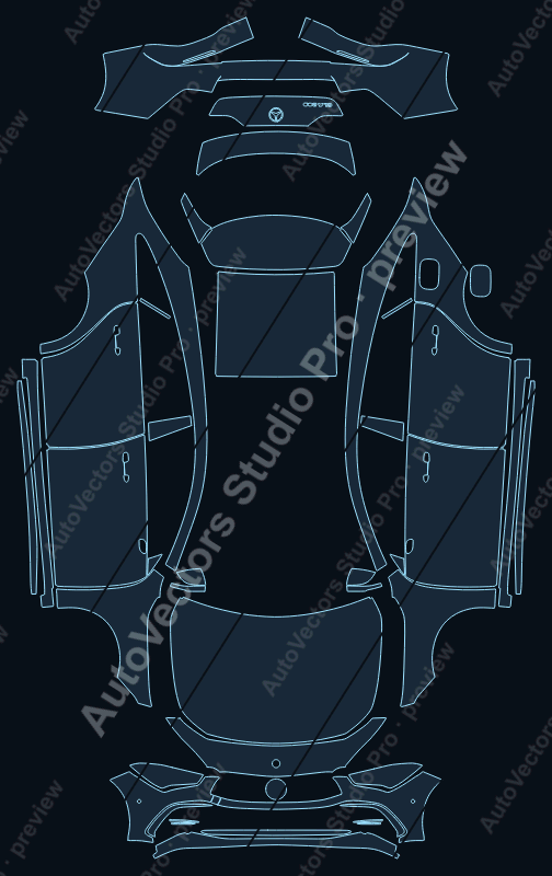 Mercedes-Benz CLA AMG Line 2024 shooting brake precut PPF pattern – watermarked preview from the cutting software