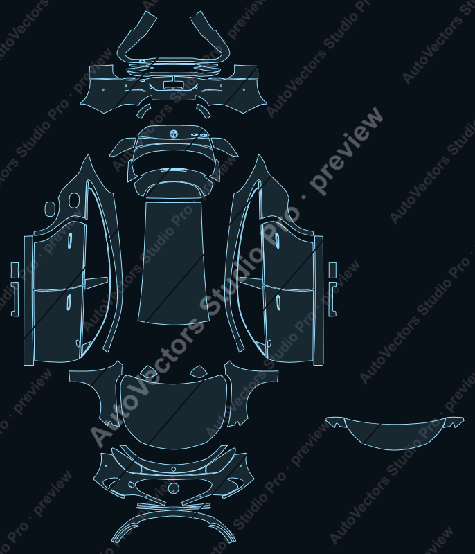 Mercedes-Benz CLA Base Electric 2026 shooting brake precut PPF pattern – watermarked preview from the cutting software