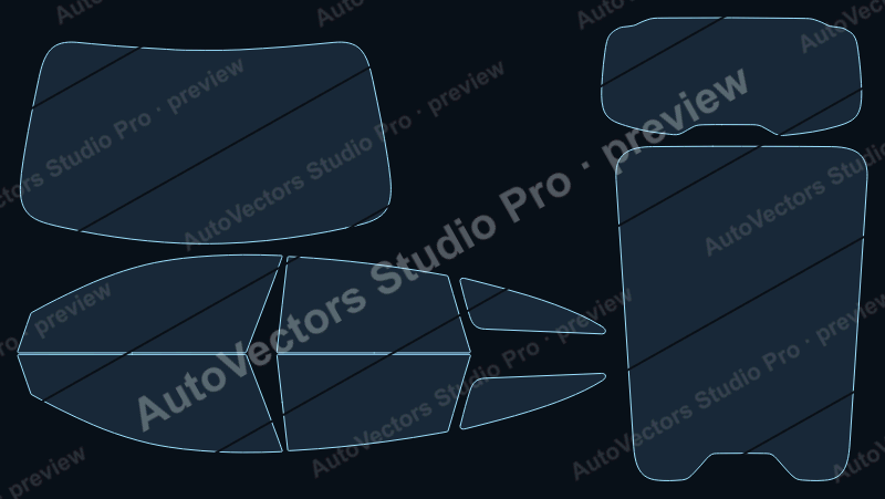 Mercedes-Benz CLA Electric 2026 shooting brake precut window film pattern – watermarked preview from the cutting software