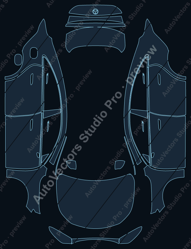 Mercedes-Benz CLA EQ Base 2026 sedan precut PPF pattern – watermarked preview from the cutting software