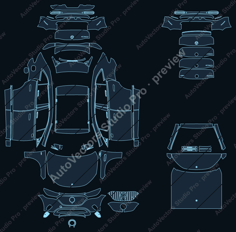 Mercedes-Benz EQE Base 2023 SUV precut PPF pattern – watermarked preview from the cutting software