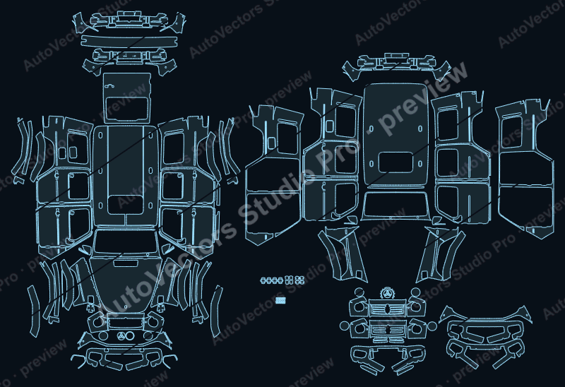 Mercedes-Benz G 580 EQ-Technology AMG Line 2025 SUV precut PPF pattern – watermarked preview from the cutting software
