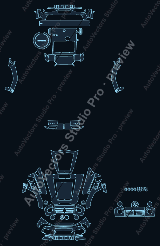 Mercedes-Benz G-Class G900 Only Brabus Pack 2024 SUV precut PPF pattern – watermarked preview from the cutting software