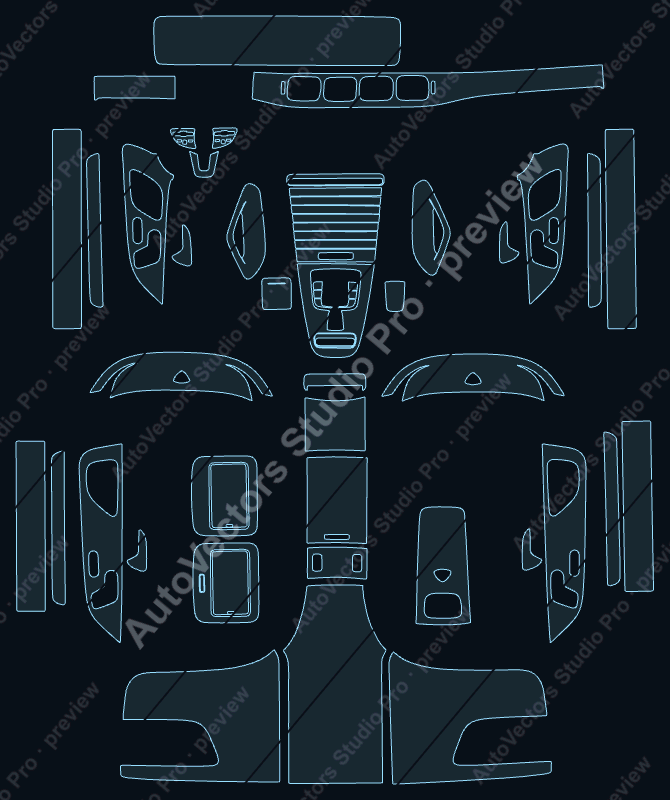 Mercedes-Benz Maybach GLS 600 2021 precut interior protection film pattern – watermarked preview from the cutting software
