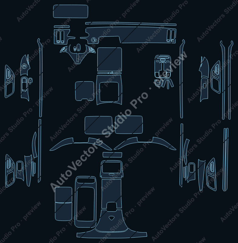 Mercedes-Benz S-class Maybach 2021 precut interior protection film pattern – watermarked preview from the cutting software