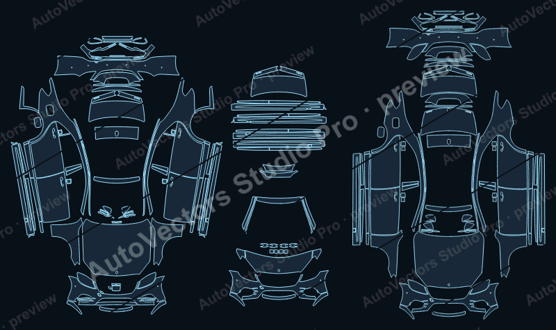 Mercedes-Benz S-Class W222 AMG Line LCI 2017 sedan precut PPF pattern – watermarked preview from the cutting software