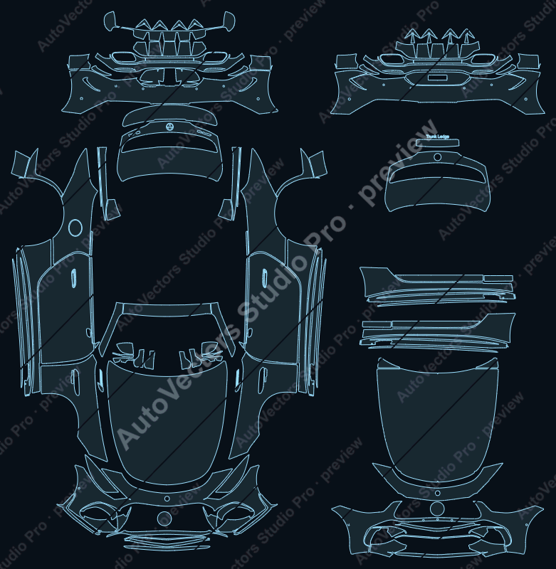 Mercedes-Benz SL 55 AMG R232 2022 convertible precut PPF pattern – watermarked preview from the cutting software