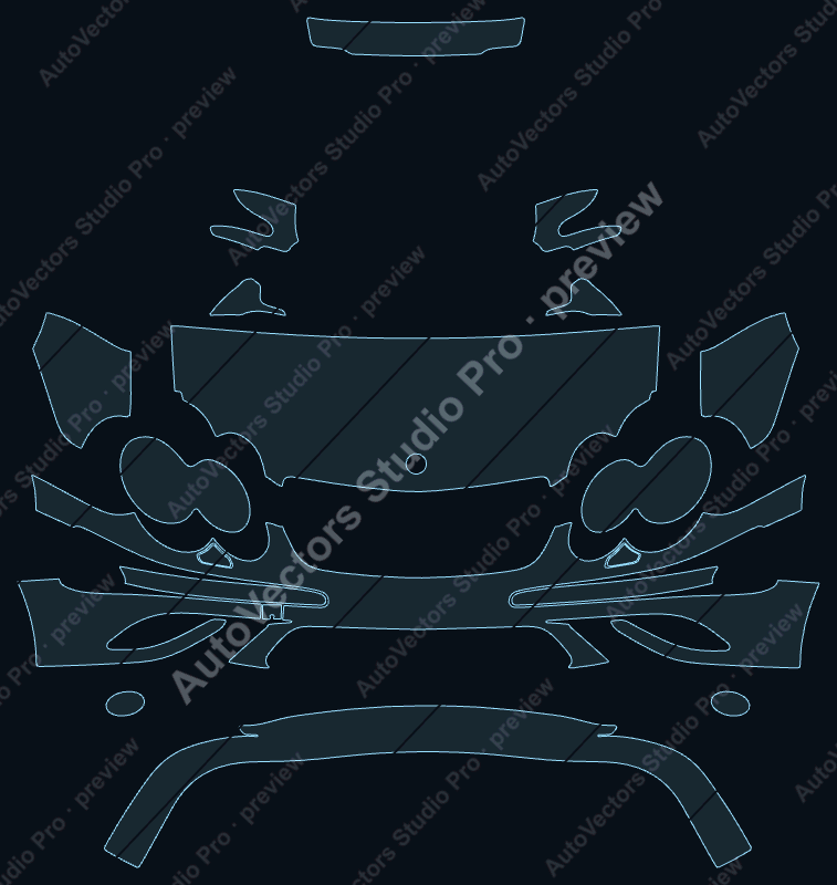 Mercedes-Benz SL Class 55 Amg-550 Sport-600 Sport 2007 precut PPF pattern – watermarked preview from the cutting software