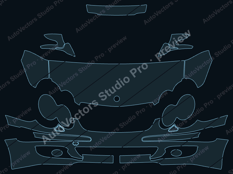 Mercedes-Benz SL Class 550 Base-600 Base 2007 precut PPF pattern – watermarked preview from the cutting software