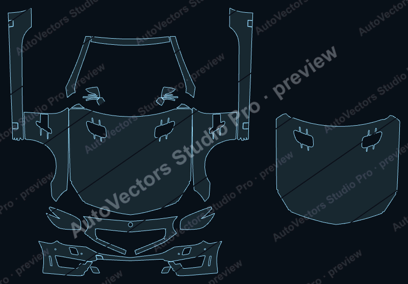 Mercedes-Benz SL Class 63 AMG 2013 precut PPF pattern – watermarked preview from the cutting software
