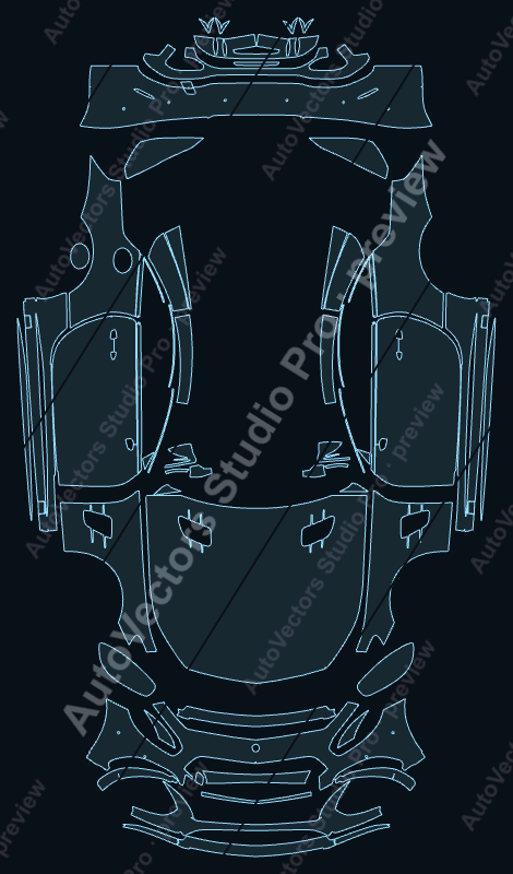Mercedes-Benz SL Class AMG 65-Amg 63 2017 precut PPF pattern – watermarked preview from the cutting software