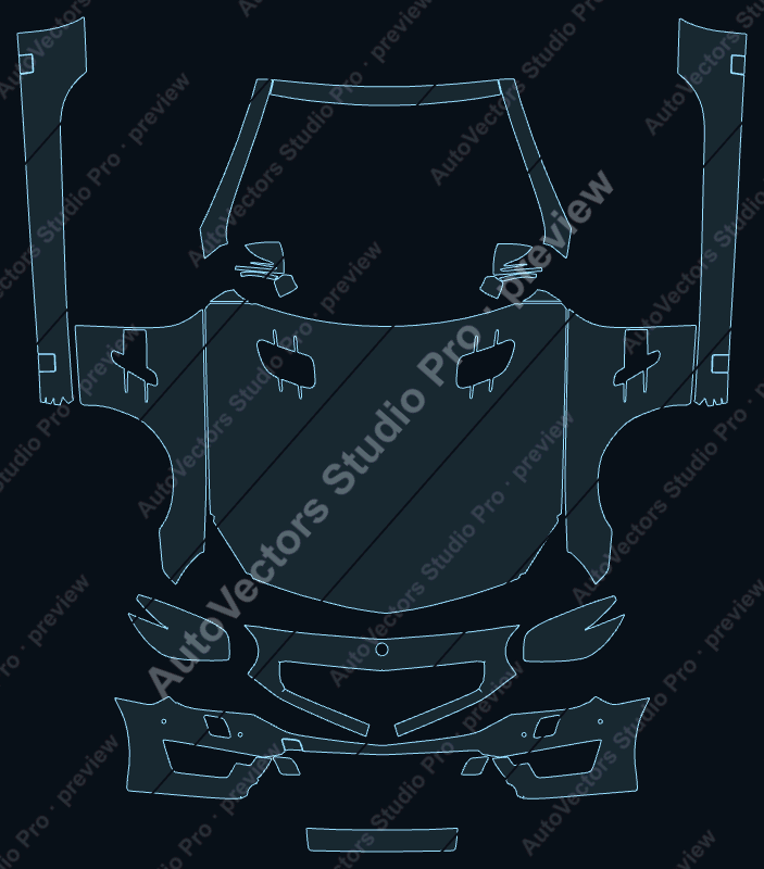 Mercedes-Benz SL Class SL63 Amg-Sl65 AMG 2013 convertible precut PPF pattern – watermarked preview from the cutting software