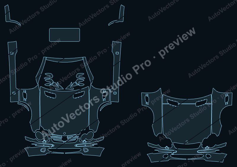 Mercedes-Benz SL500 Base 2002 precut PPF pattern – watermarked preview from the cutting software