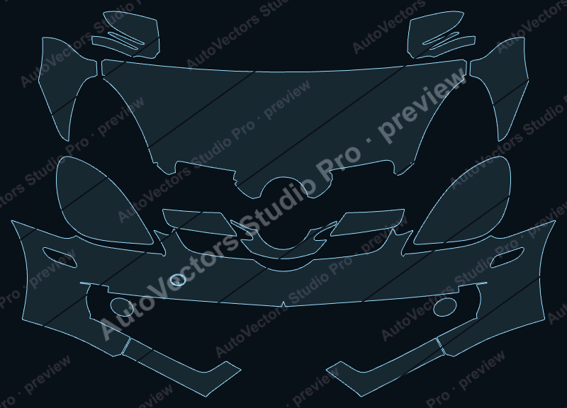 Mercedes-Benz SLK Class 300-350 2009 precut PPF pattern – watermarked preview from the cutting software