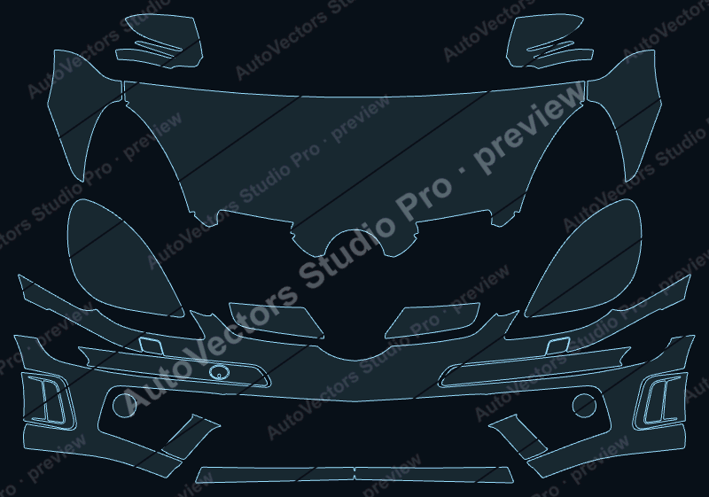 Mercedes-Benz SLK Class 300-350 2011 precut PPF pattern – watermarked preview from the cutting software