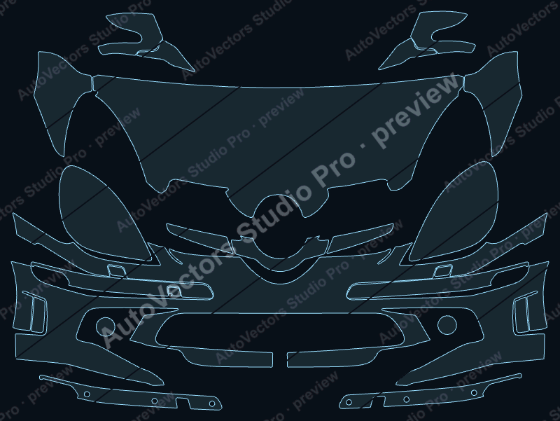 Mercedes-Benz SLK Class 55 AMG 2005 precut PPF pattern – watermarked preview from the cutting software