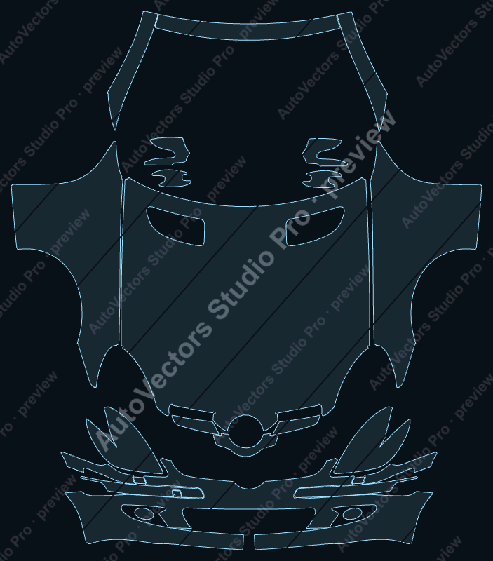 Mercedes-Benz SLK350 Base 2005 precut PPF pattern – watermarked preview from the cutting software