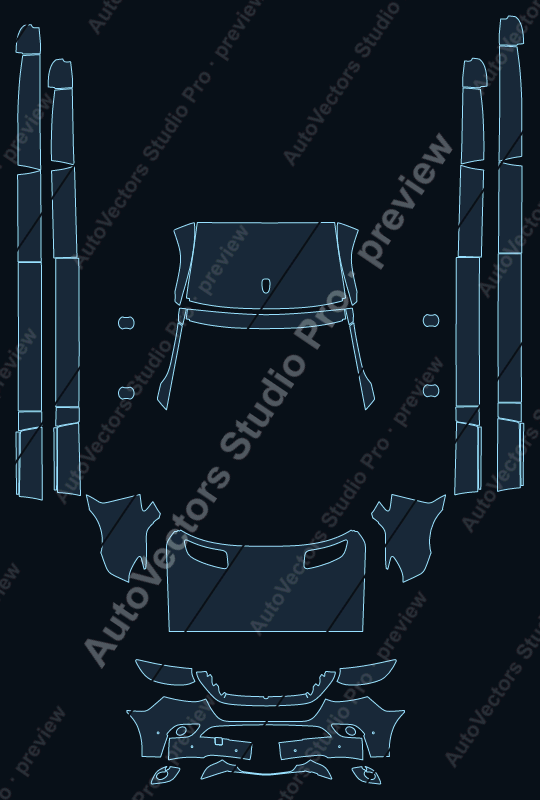 Mercedes-Benz Sprinter Standart AND Long 2019 precut PPF pattern – watermarked preview from the cutting software