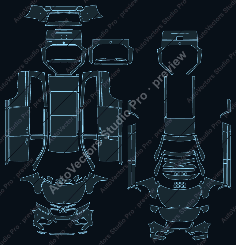 Mercedes-Benz V-Class W447 AMG Line Pre-Lci Long 2018 wagon precut PPF pattern – watermarked preview