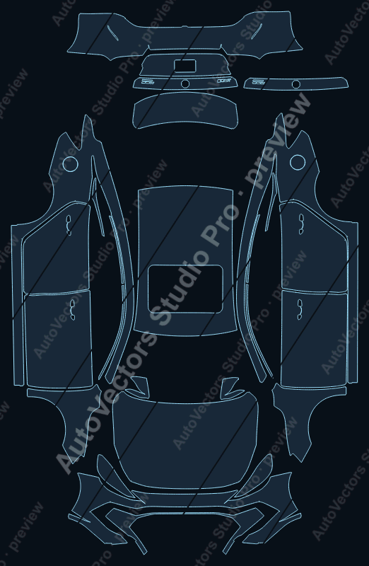 MG 5 AP32 Pre-Facelift 2021 sedan precut PPF pattern – watermarked preview from the cutting software