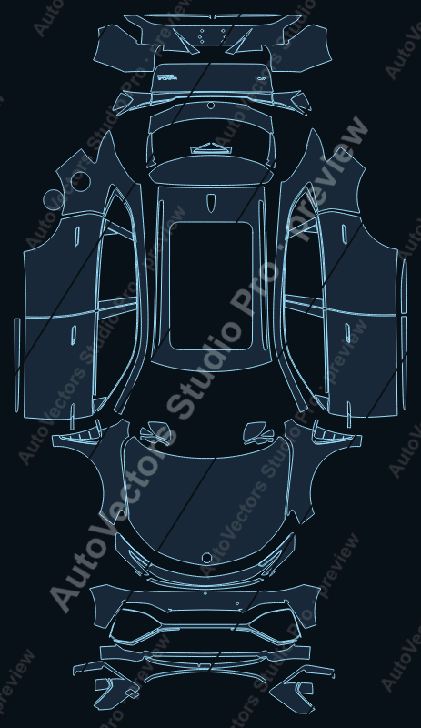 MG Marvel R Electric 2023 SUV precut PPF pattern – watermarked preview from the cutting software