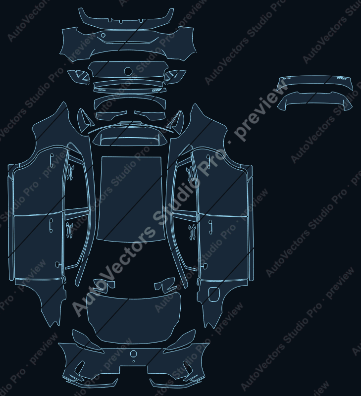 MG MG4 Base 2026 hatchback precut PPF pattern – watermarked preview from the cutting software