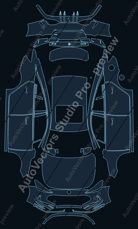 MG MG5 2026 sedan precut PPF pattern – watermarked preview from the cutting software