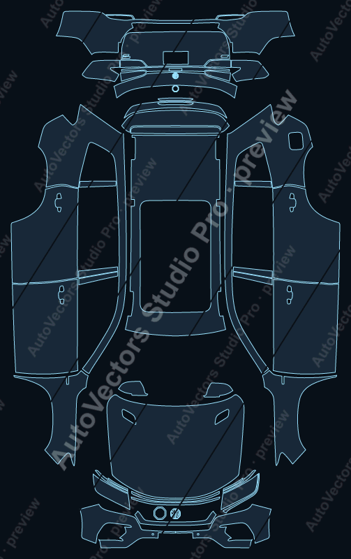 MG RX8 IS21 Black Edition 2023 SUV precut PPF pattern – watermarked preview from the cutting software