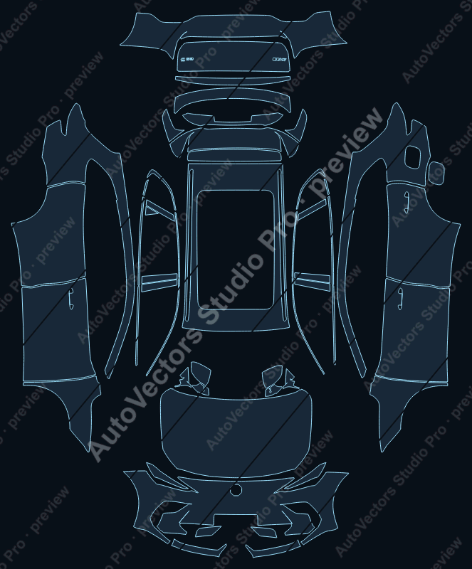 MG S5 EV ES5 2025 SUV precut PPF pattern – watermarked preview from the cutting software