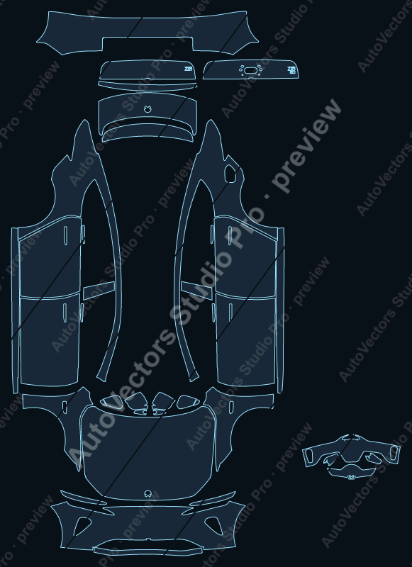 NIO ET7 2022 sedan precut PPF pattern – watermarked preview from the cutting software
